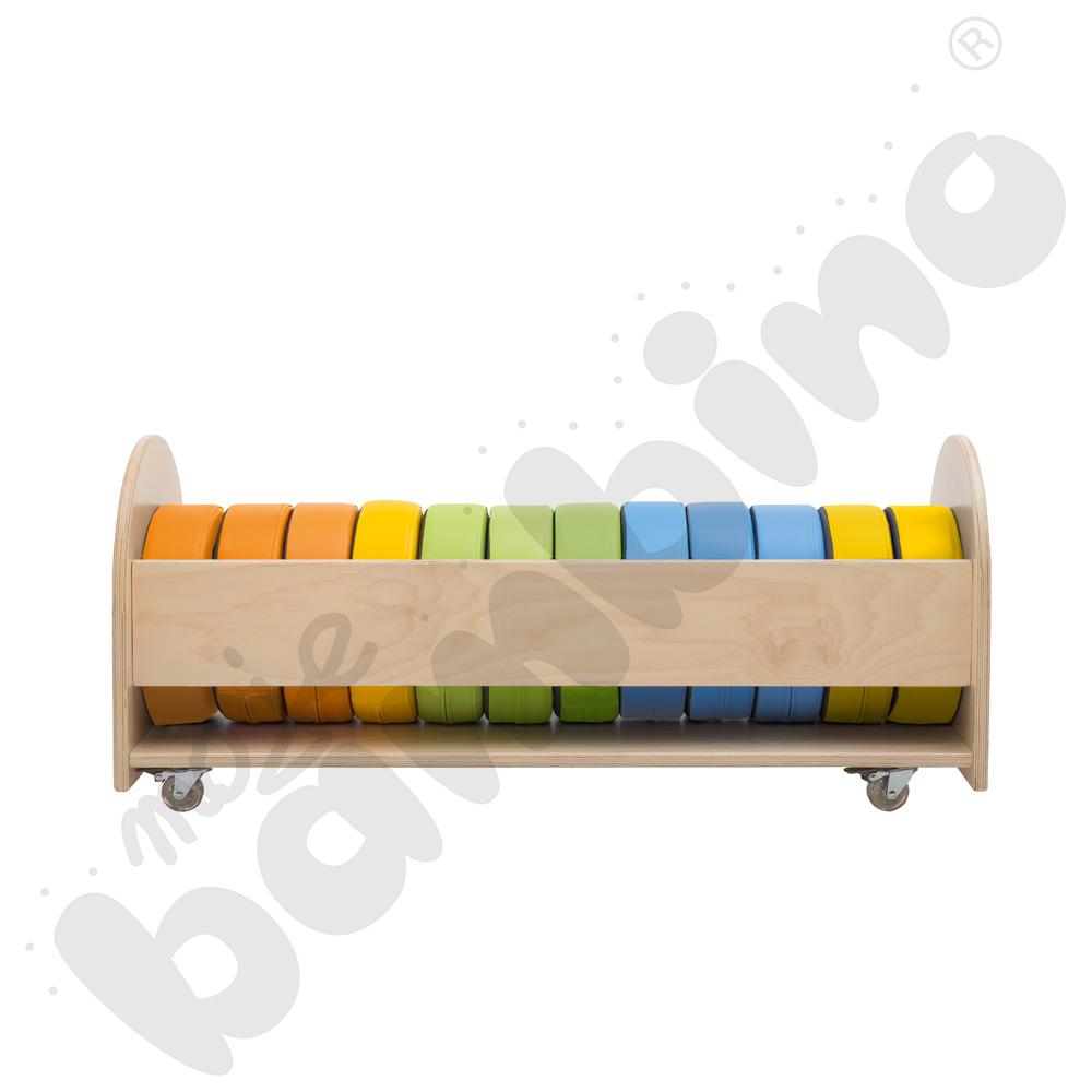 Stojak z 12 okrągłymi pufkami