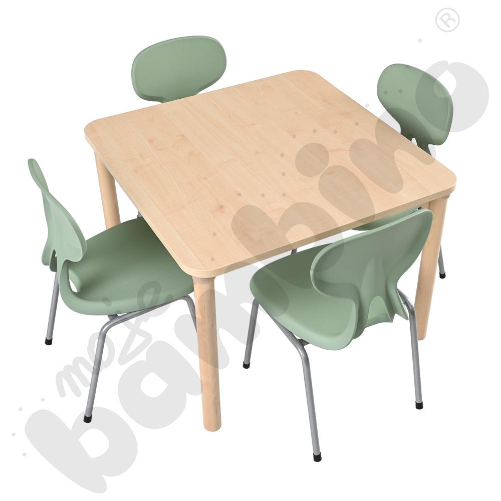 Stół Marcus 4-os, klon z krzesłami Colores, rozm. 5, oliwkowy