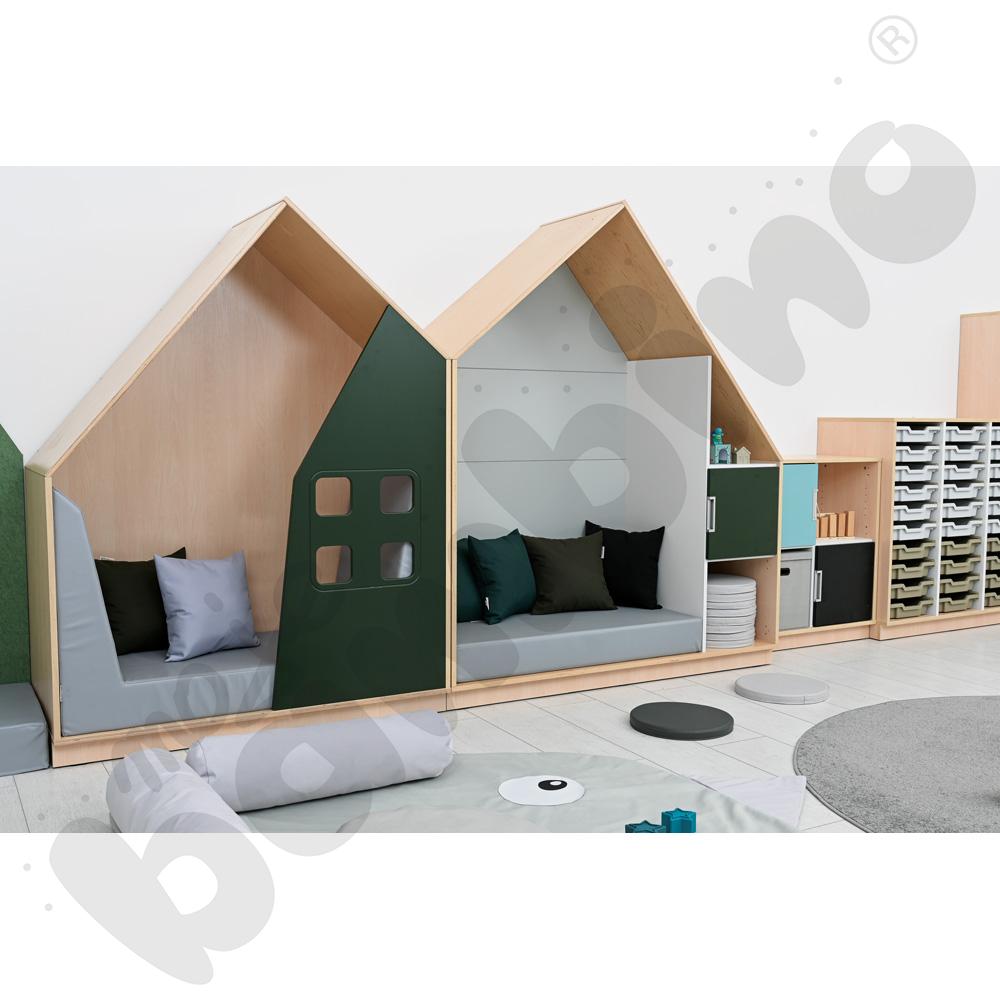 Quadro - szafka-domek - ciemnozielona, skrzynia klon jasny