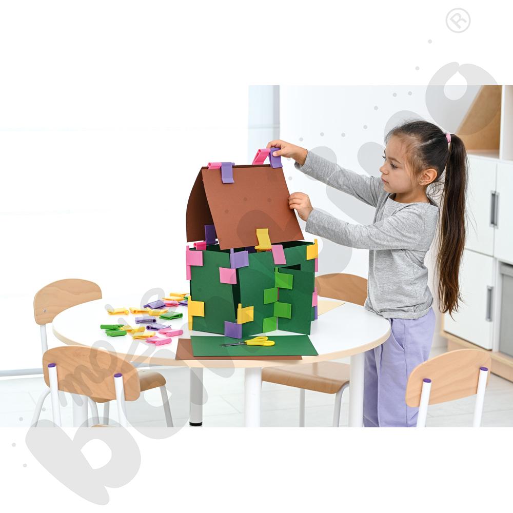 Blat Quadro biały okrągły, beżowe obrzeże