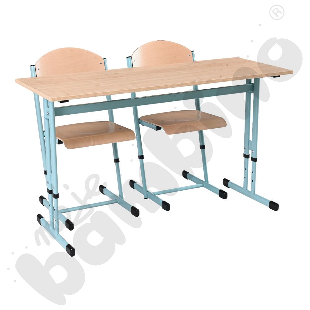 Stół IN-R 2-os. klon 375 z krzesłami T 3 w 1, rozm. 4-6, turkusowy