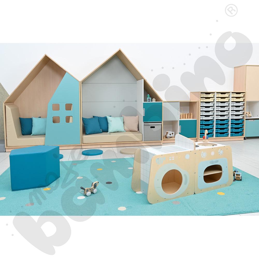 Quadro - szafka-domek z 2 półkami, skrzynia klon jasny,szara