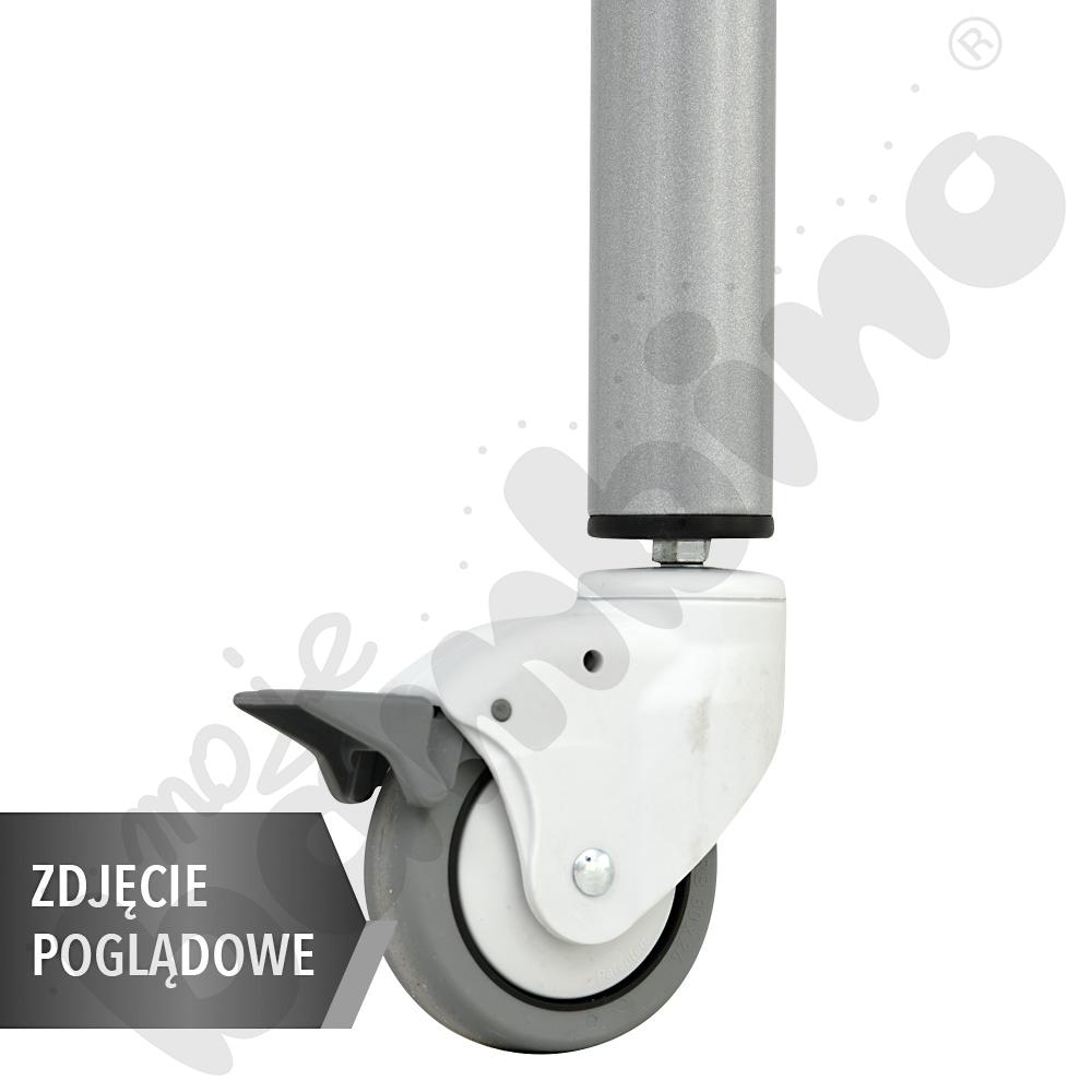 Stół Mila trapezowy 120x70x60x70, blat buk, narożniki proste, rozm. 4 z dwoma kółkami