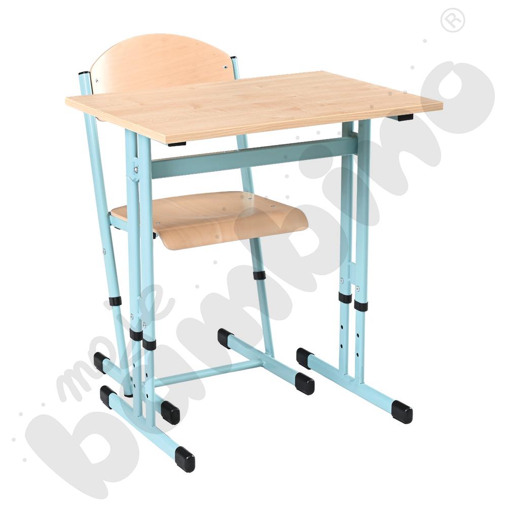 Stół IN-R 1-os. klon 375 z krzesłem T 3 w 1, rozm. 4-6, turkusowy