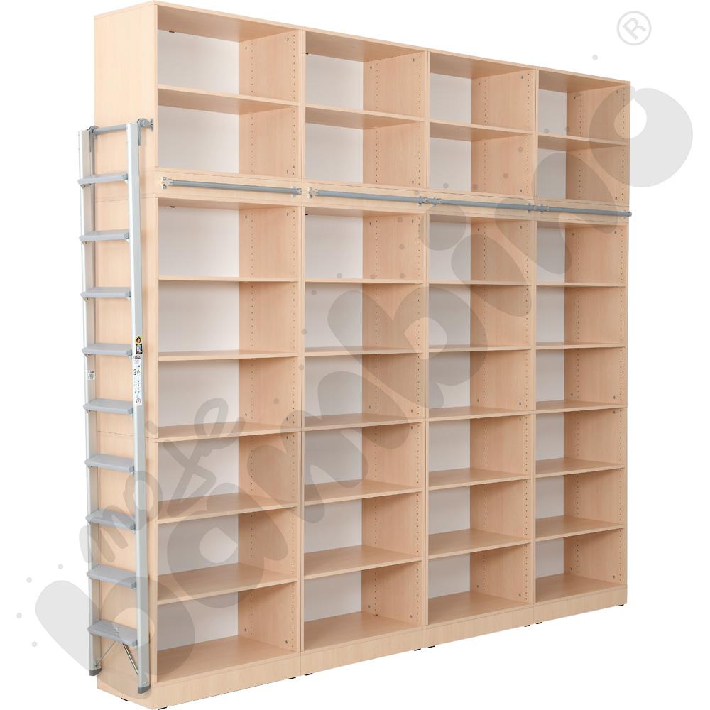 Grande - Wysoki regał z modułem do mocowania drabiny 25 - klon jasny