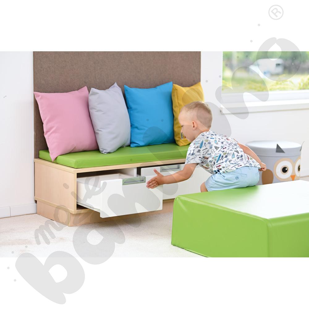 Quadro - szafka-ławeczka 3 - zielony materac - klon 