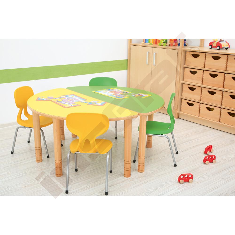 Půlkulatý stůl Flexi - žlutý - reg. výšky 40 - 58 cm - k židlím 21-35 cm 