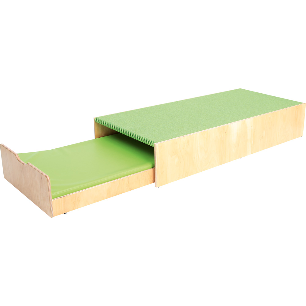 Pódium s výsuvnou postieľkou, výška 30 cm - bledozelené