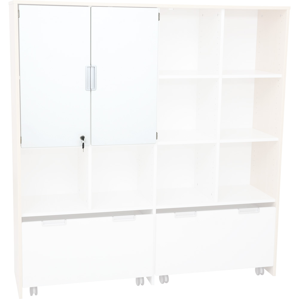 Quadro - stredné dvierka 90 st. so zámkom, tiché zatváranie, 1 pár - biele
