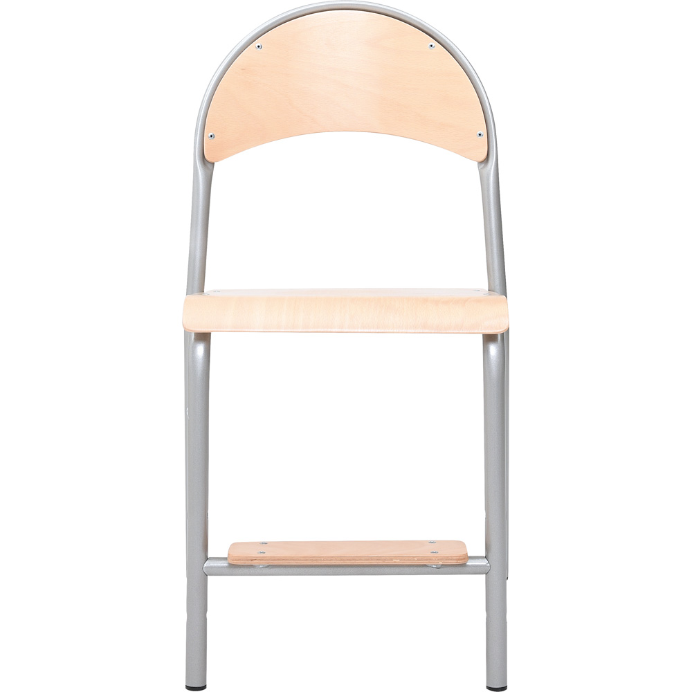 Stolička P s podnožkou veľ. 6, výška 46 cm - k stolom 76 cm, strieborná