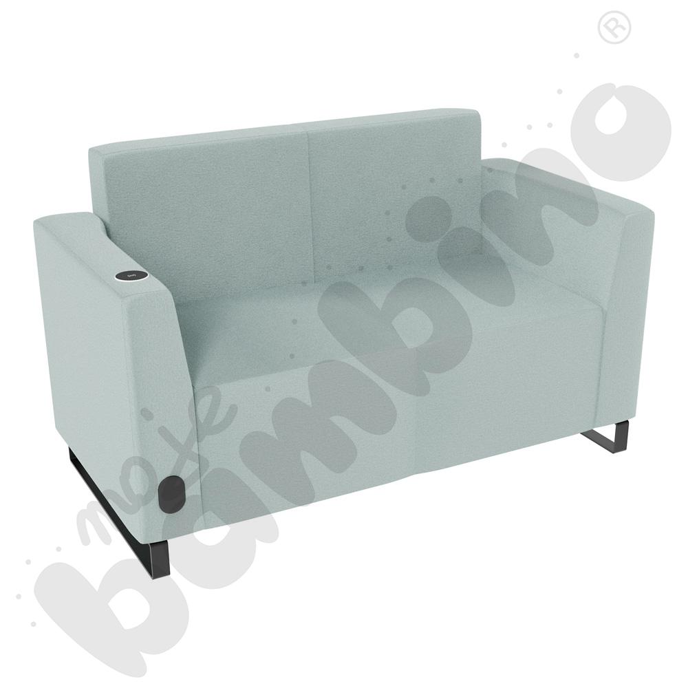 Sofa Universum 2-os. wys. 82 cm, 2 boki niskie, lewy z gniazdkiem elektrycznym i indukcją, tkanina KG02