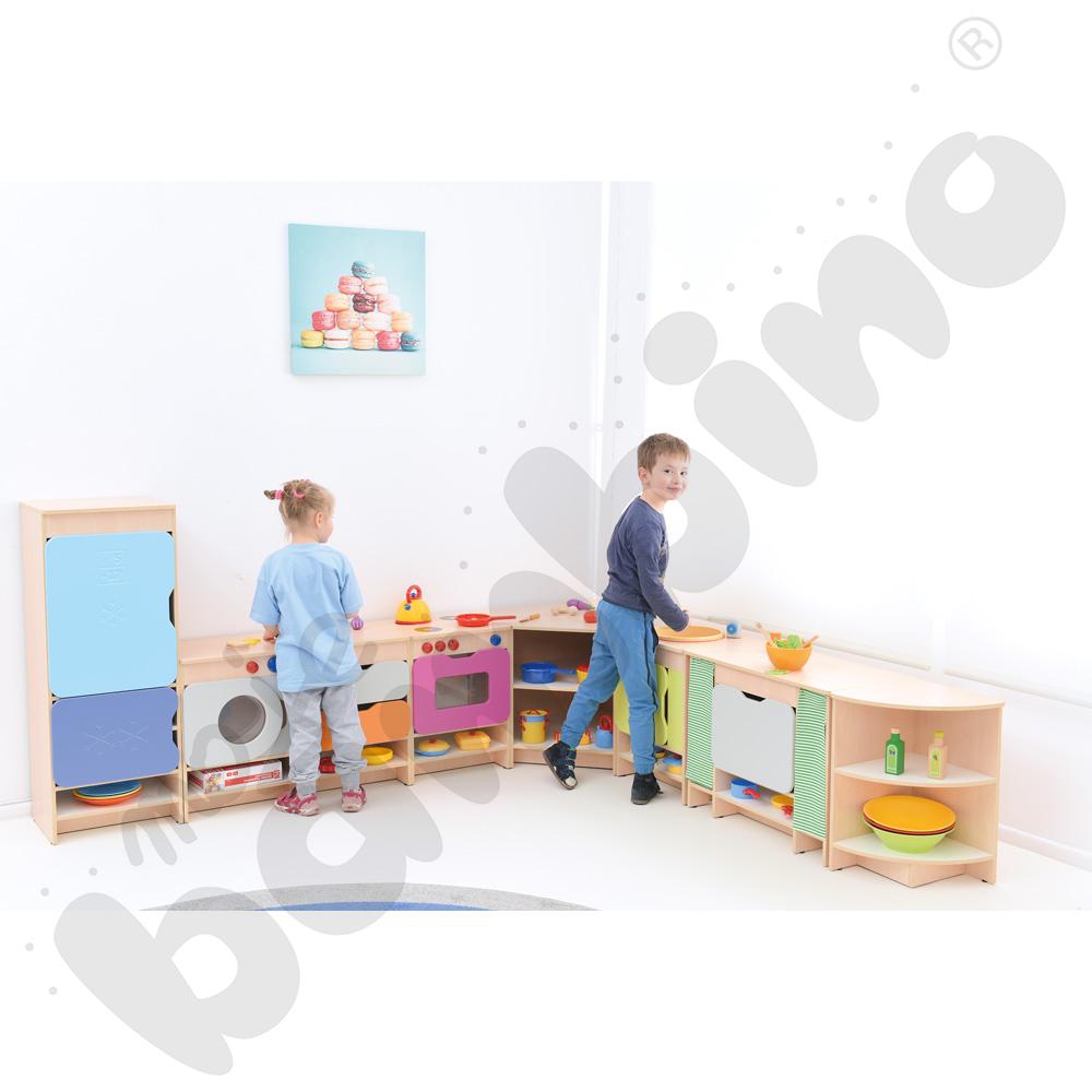 Kuchnia Quadro - zestaw z lodówką, skrzynia klon jasny