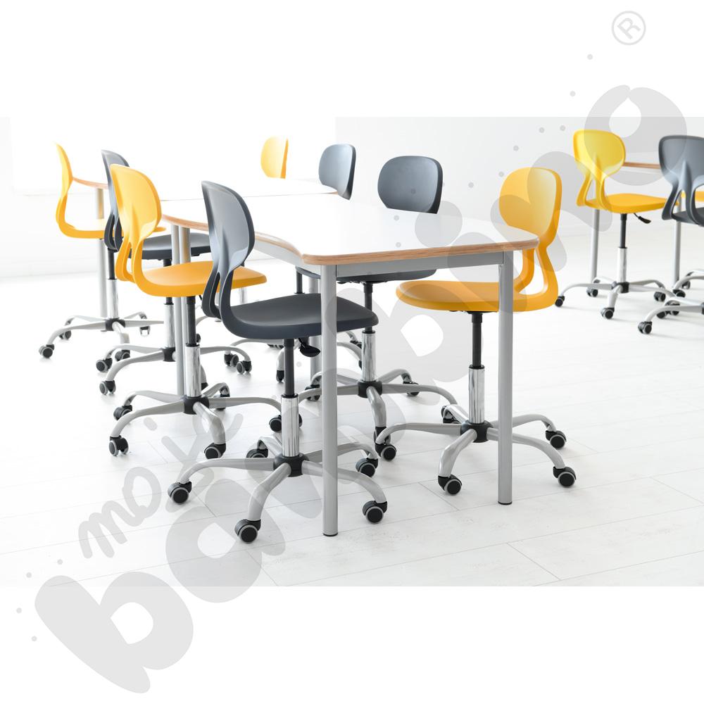 Stół Mila prostokąt falisty 140x72, blat HPL biały, narożniki zaokrąglone, rozm. 6