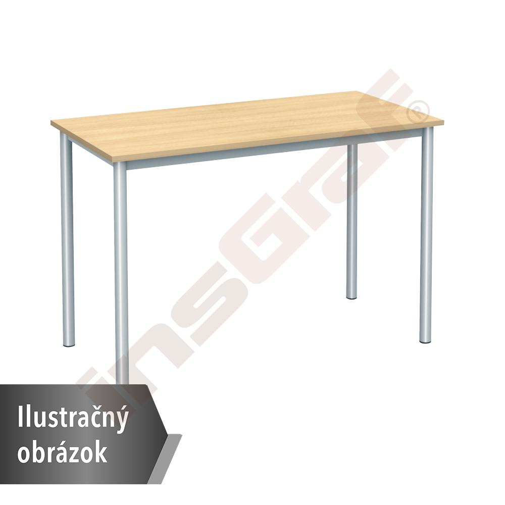 Stôl Mila 130x50 veľ. 5, 2-os., konštrukcia strieborná, doska biela, ABS hrany, rovné rohy