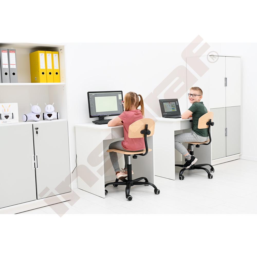 Quadro - psací stůl se širokou zásuvkou - bílý korpus, šedý