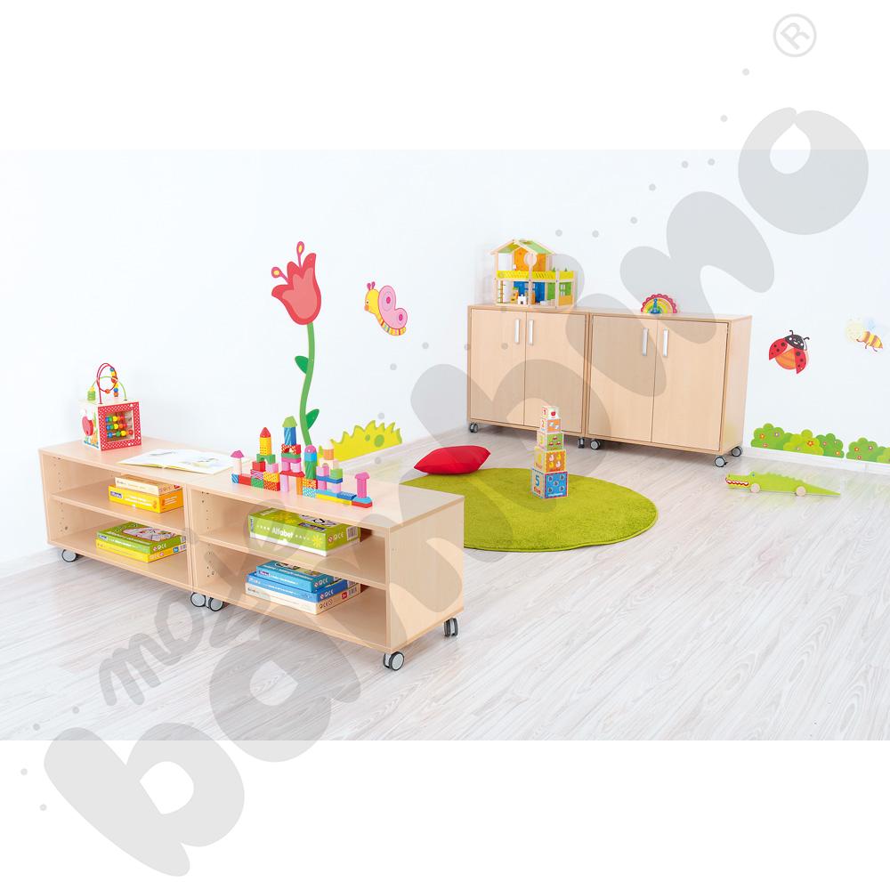 Szafka Flexi M z 1 półką na kółkach, brzoza