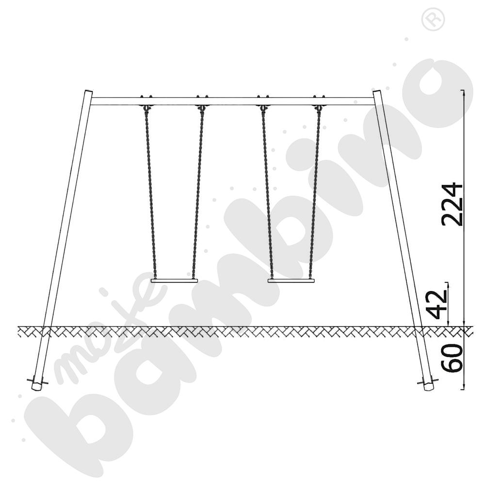 Huśtawka podwójna Urbi, słupy metalowe B/ bez zawiesi