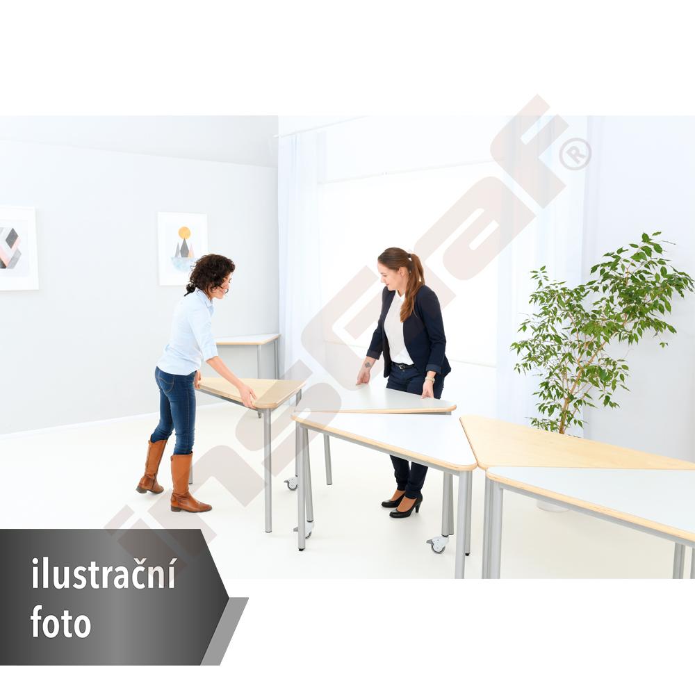 Stůl Mila trojhranný 89x89x126, buk, vel.6 s 1 kolečkem