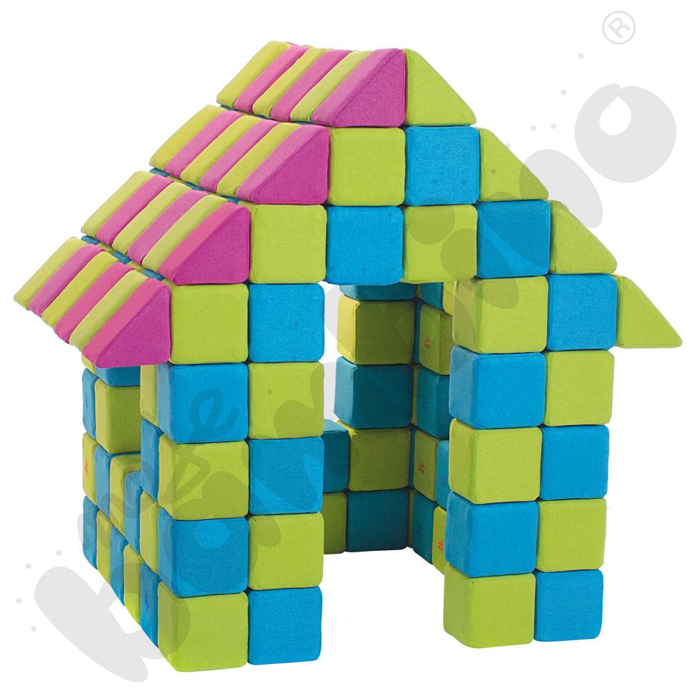 Zestaw klocków JollyHeap - różowo-limonkowe, 100 szt.