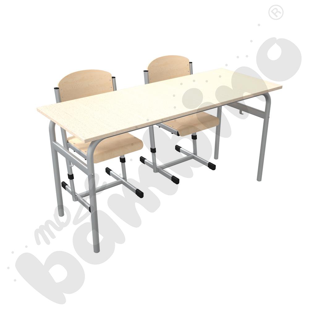 Stół Daniel 2-os. klon jasny z krzesłami T, rozm. 4-6, aluminium