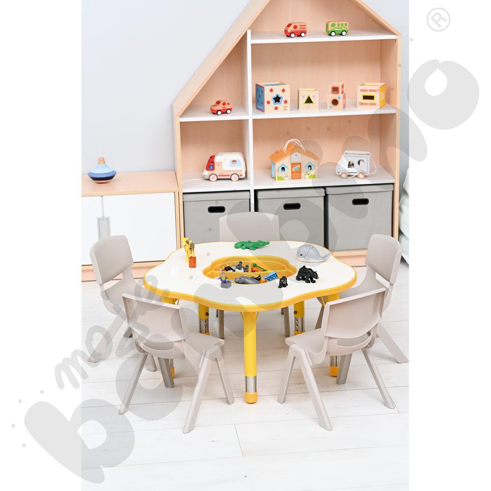 Stolik Pino z organizerem z regulowaną wysokością, rozm. 0-3 – żółty