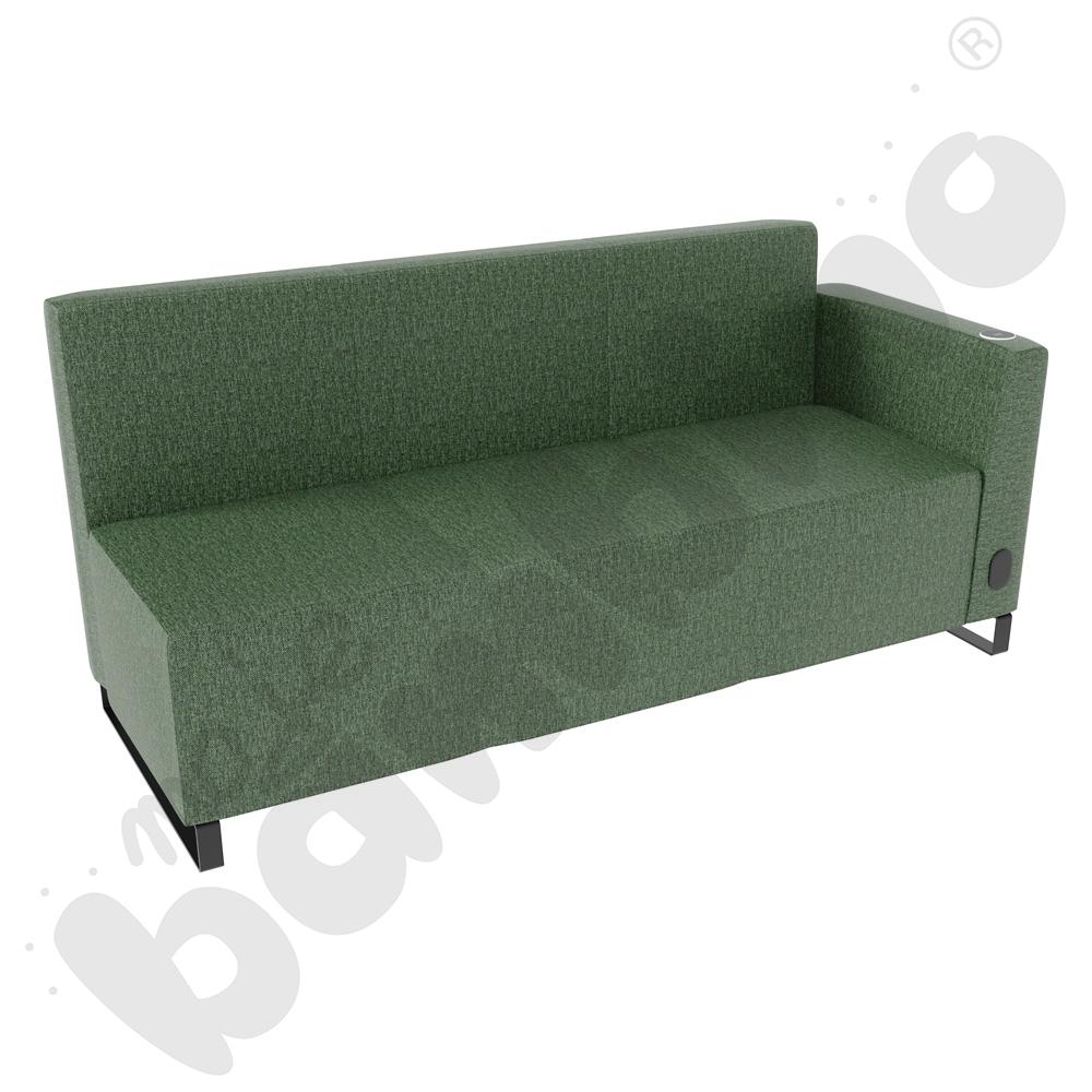 Sofa Universum 3-os. wys. 82 cm, bok niski prawy z gniazdkiem elektrycznym i indukcją, tkanina RO32