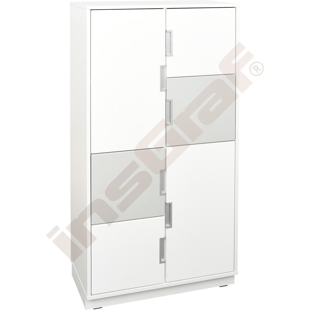 Quadro - regál XL s předělem a 3 policemi, bílý 