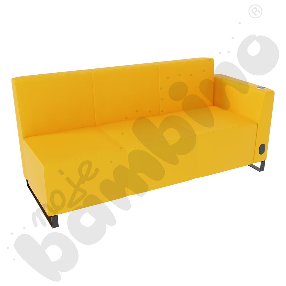 Sofa Universum 3-os. wys. 82 cm, bok niski prawy z gniazdkiem elektrycznym i indukcją, tkanina MT09