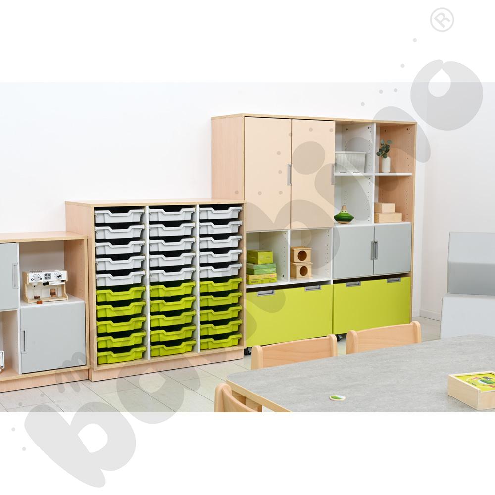 Quadro - szafka M+ na plastikowe pojemniki - z 2 przegrodami, klon jasny