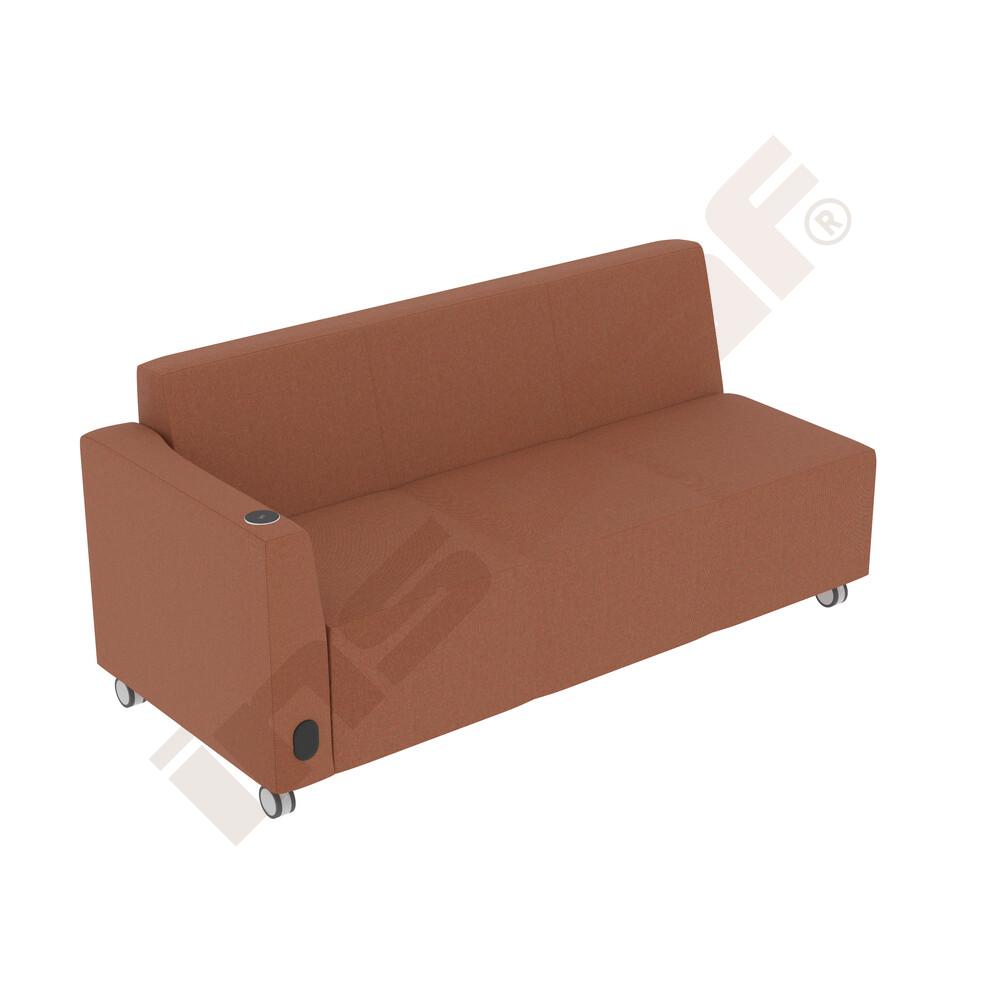 
Universum Dreisitzer, H 82 cm, linke Armlehne niedrig, mit Mediaport, auf Rollen,Roccia
