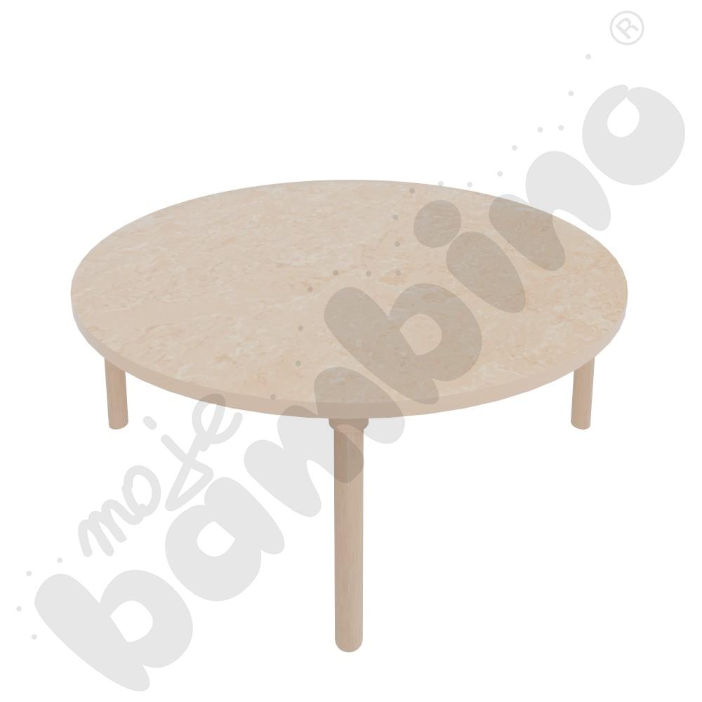 Stół Marcus śr. 120 cm, rozm. 1, nogi drewniane brzozowe, blat cichy beżowy, obrzeże ABS