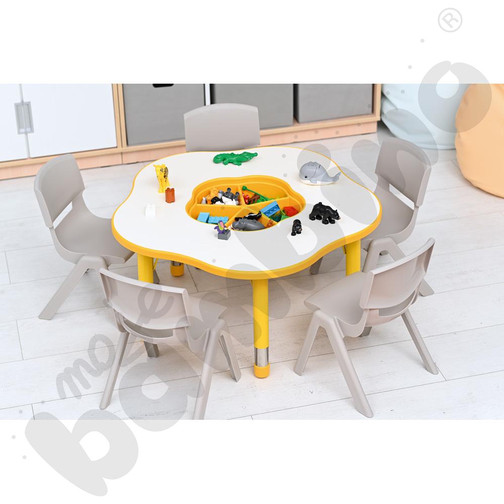 Stolik Pino z organizerem z regulowaną wysokością, rozm. 0-3 – żółty