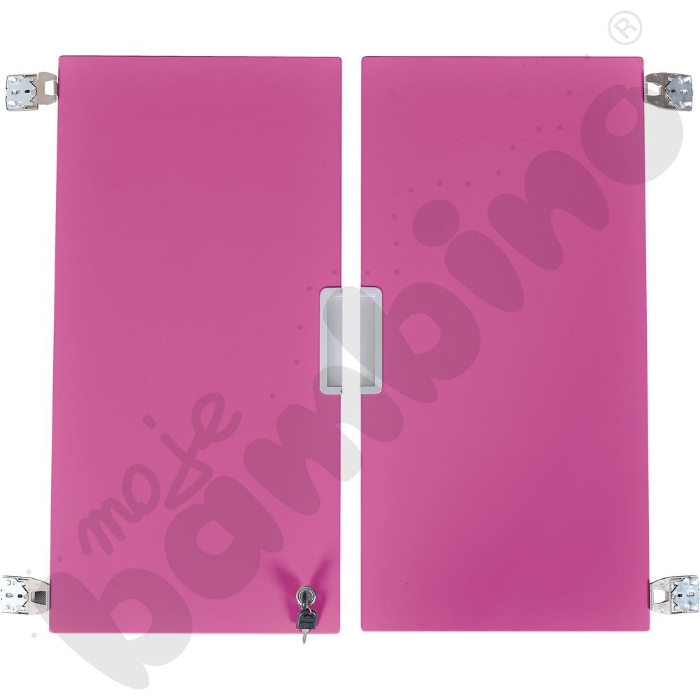 Quadro - drzwiczki średnie z zamkiem 90, 1 para, cichy domyk - ciemnoróżowe