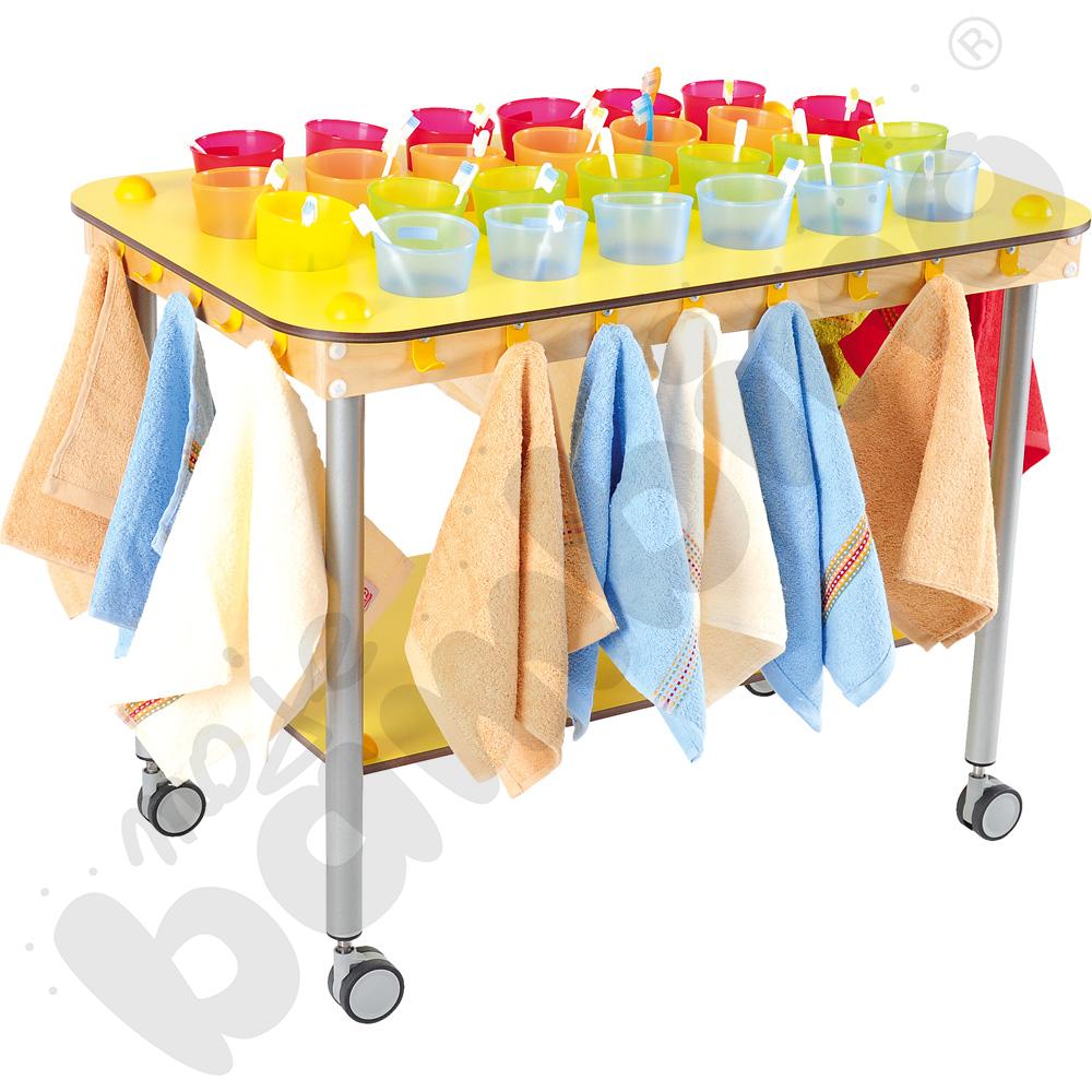 Duży stolik na kubeczki 26 szt. - blat żółty