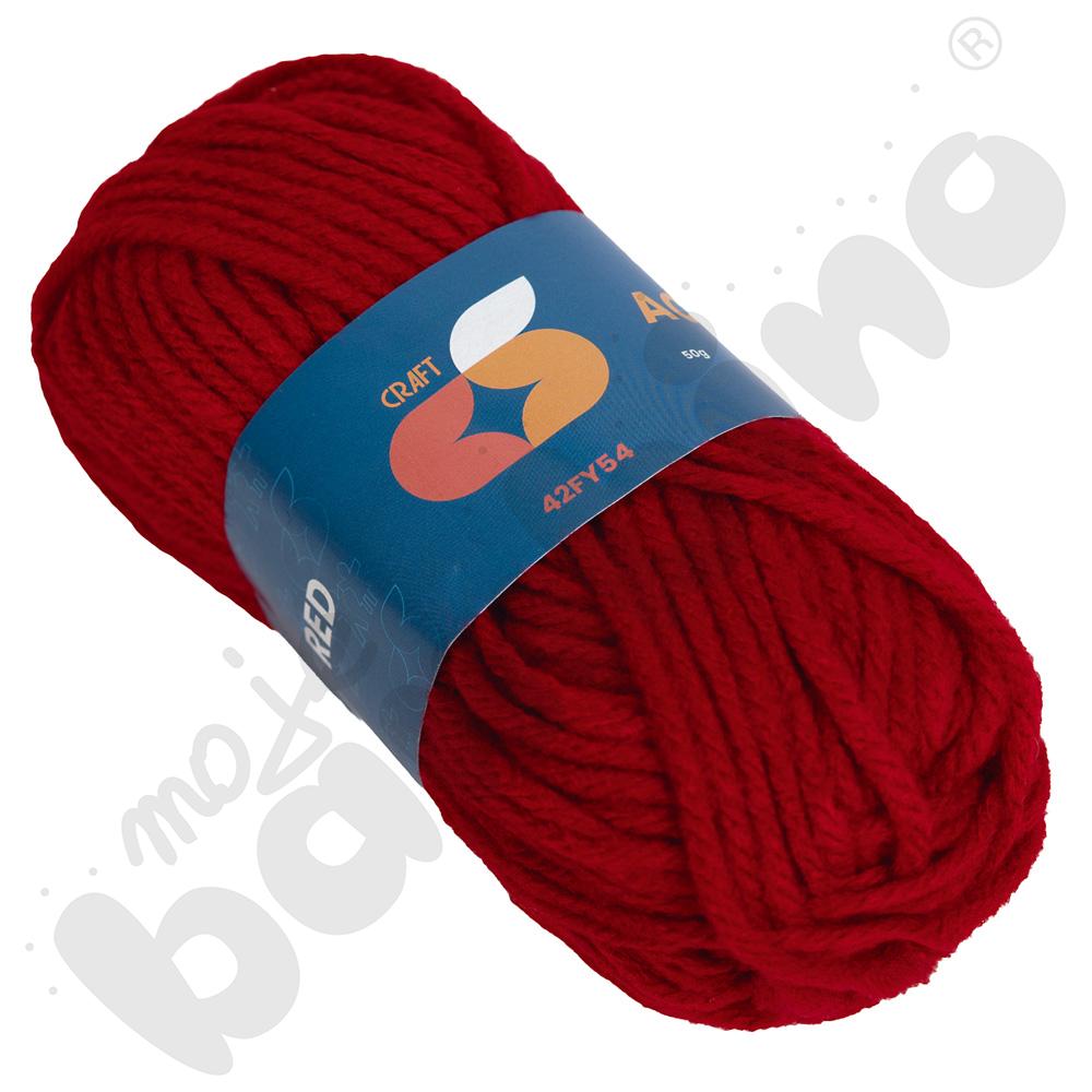 Włóczka akrylowa czerwona, 50 g