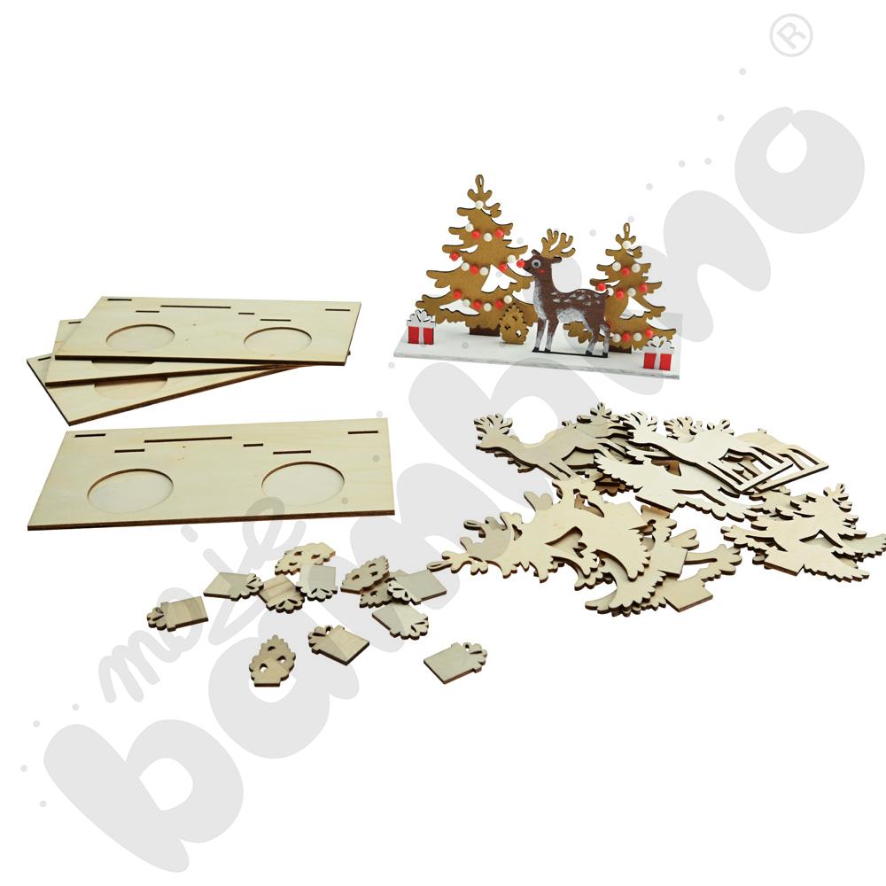 Drewniany świecznik z reniferem