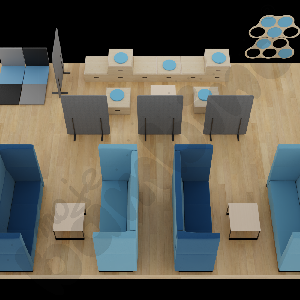 Korytarz szkolny z wyciszeniami