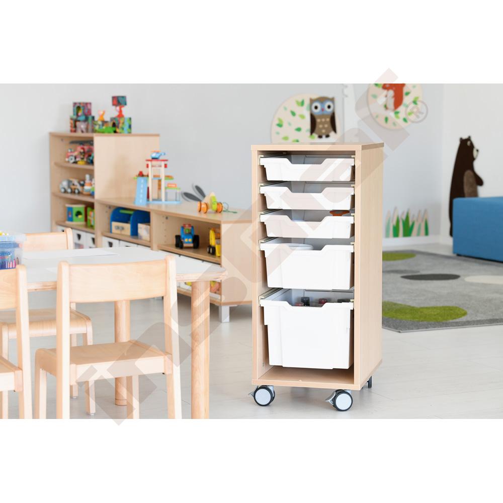 Flexi regál D na plastové úložné boxy- 1 stĺp - s kolieskami