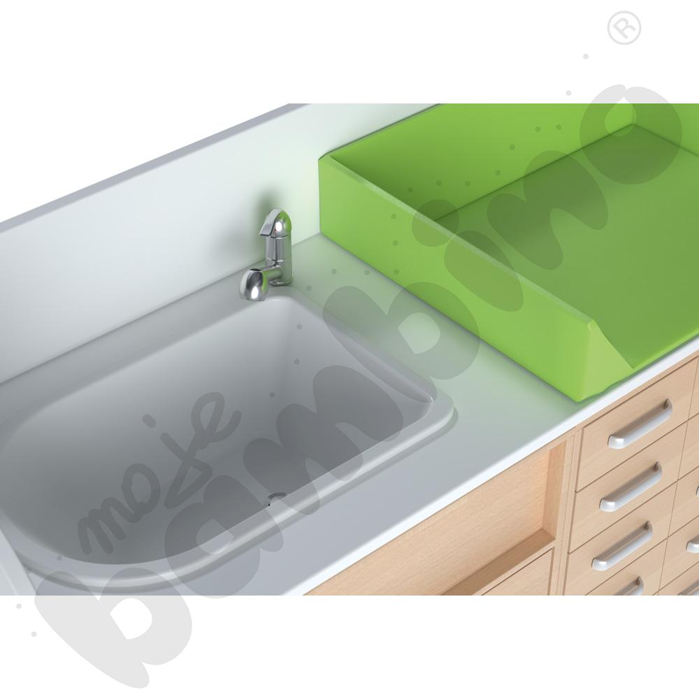 Zestaw przewijaków 4, gł. 75 cm, z wanienką, schody po prawo - zielony materac