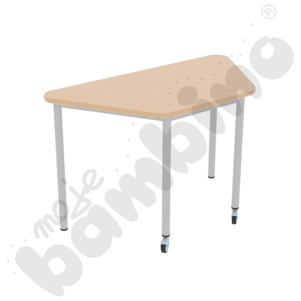 Stół Mila trapezowy 140 x 70 x 80 x 70, żółty, zaokrąglony, rozm.1 z 2 kółkami