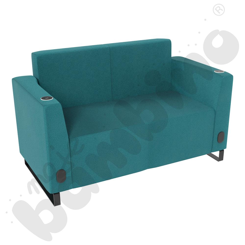 Sofa Universum 2-os. wys. 82 cm, 2 boki niskie, oba z gniazdkiem elektrycznym i indukcją, tkanina KG08