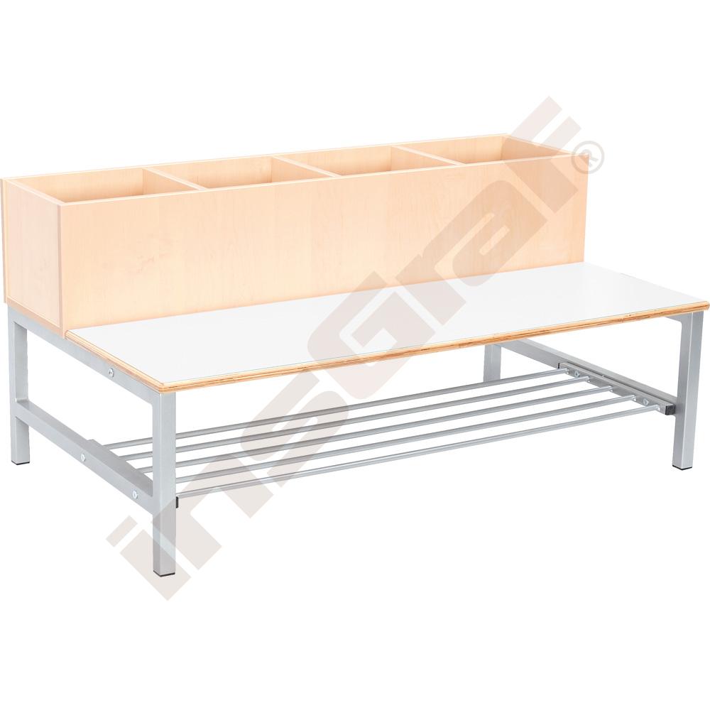 Lavička Flexi se zásobníkem, pro 4 osoby výška 26 cm bílá 