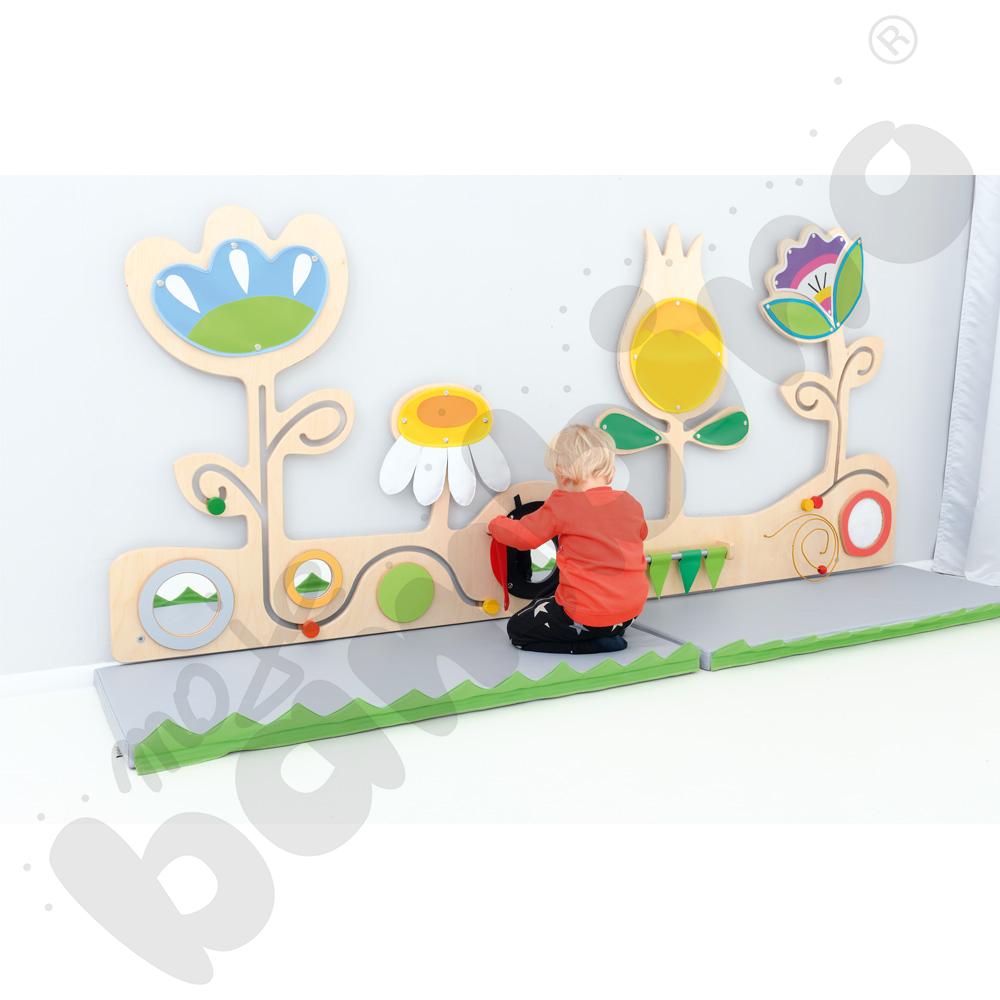 Materace prostokątne z motywem trawy,  2 szt. - szare