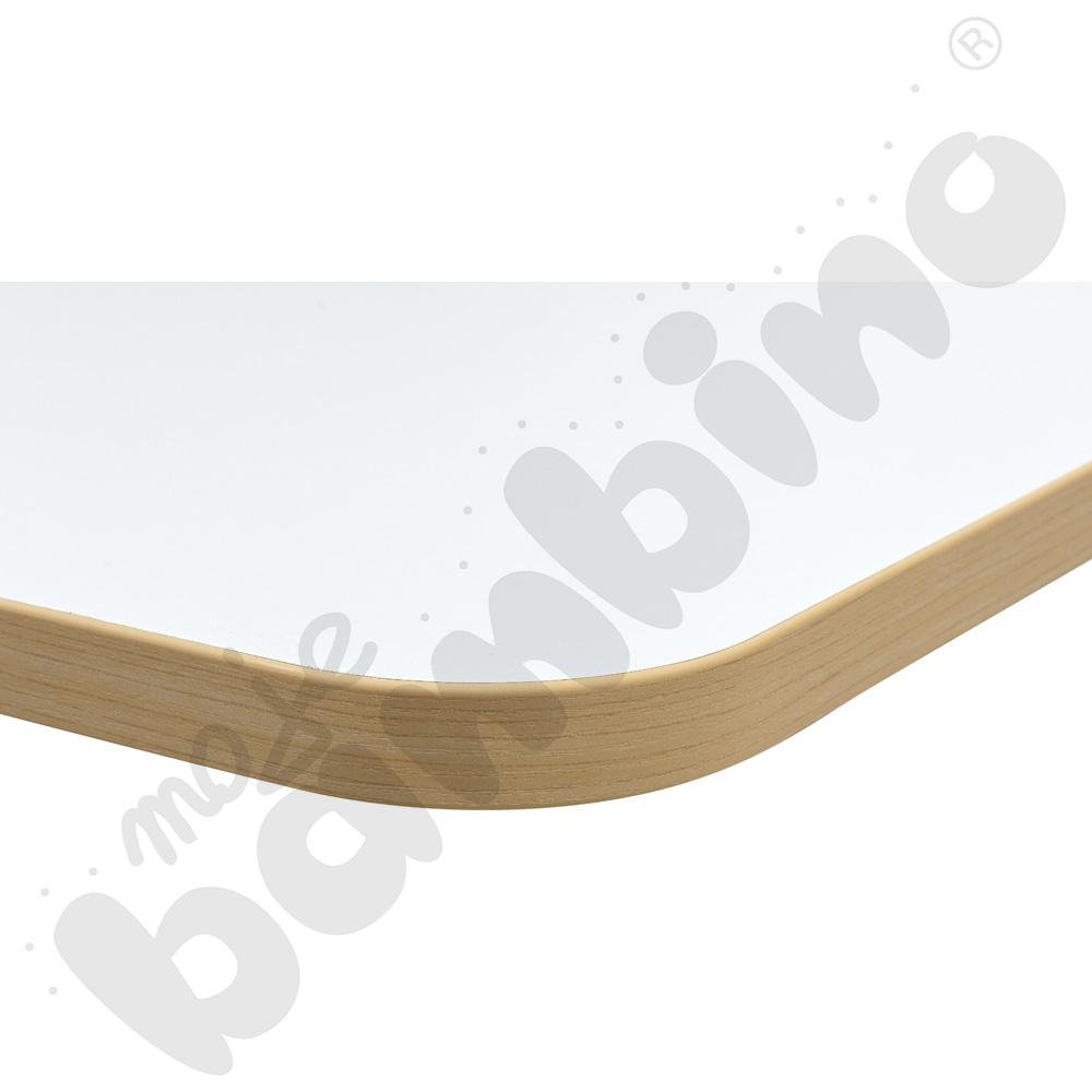 Stół Marcus prostokątny 60 x 120 rozm. 3, stelaż drewniany brzozowy, stopka drewniana, blat biały, narożniki zaokrąglone