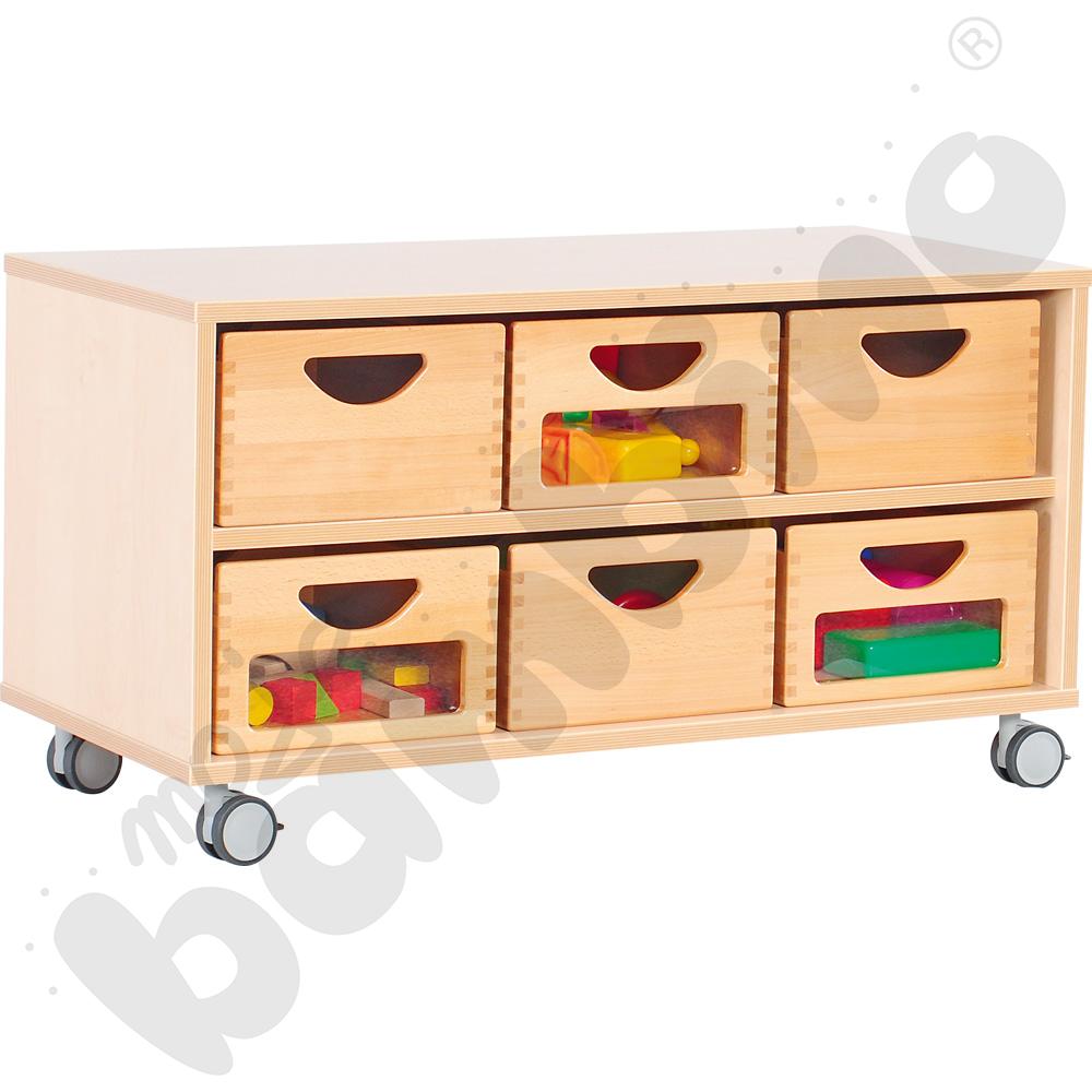 Szafka Flexi M z 1 półką na kółkach, brzoza