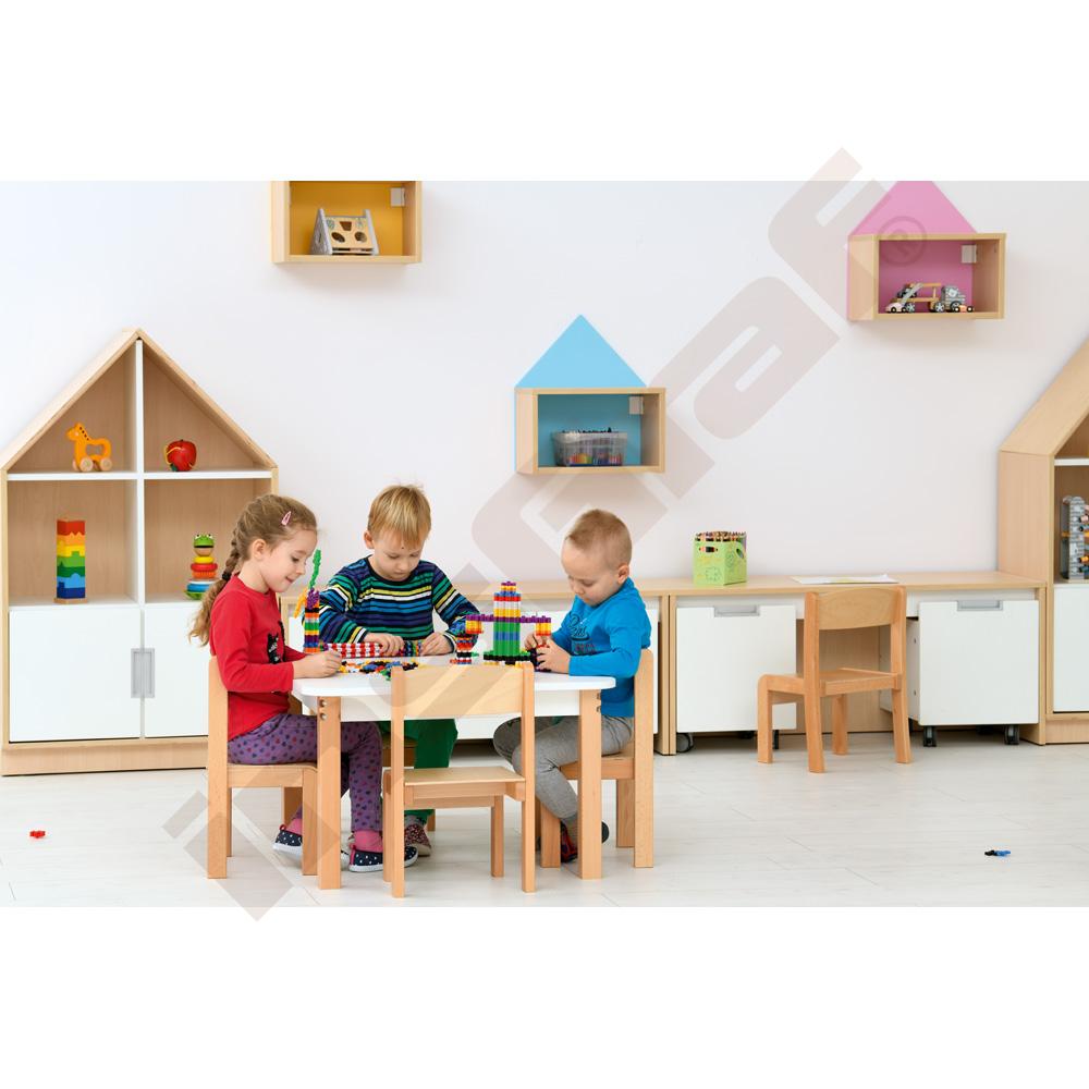 Závěsná skříňka Rika - domeček Quadro blankytný, korpus javor