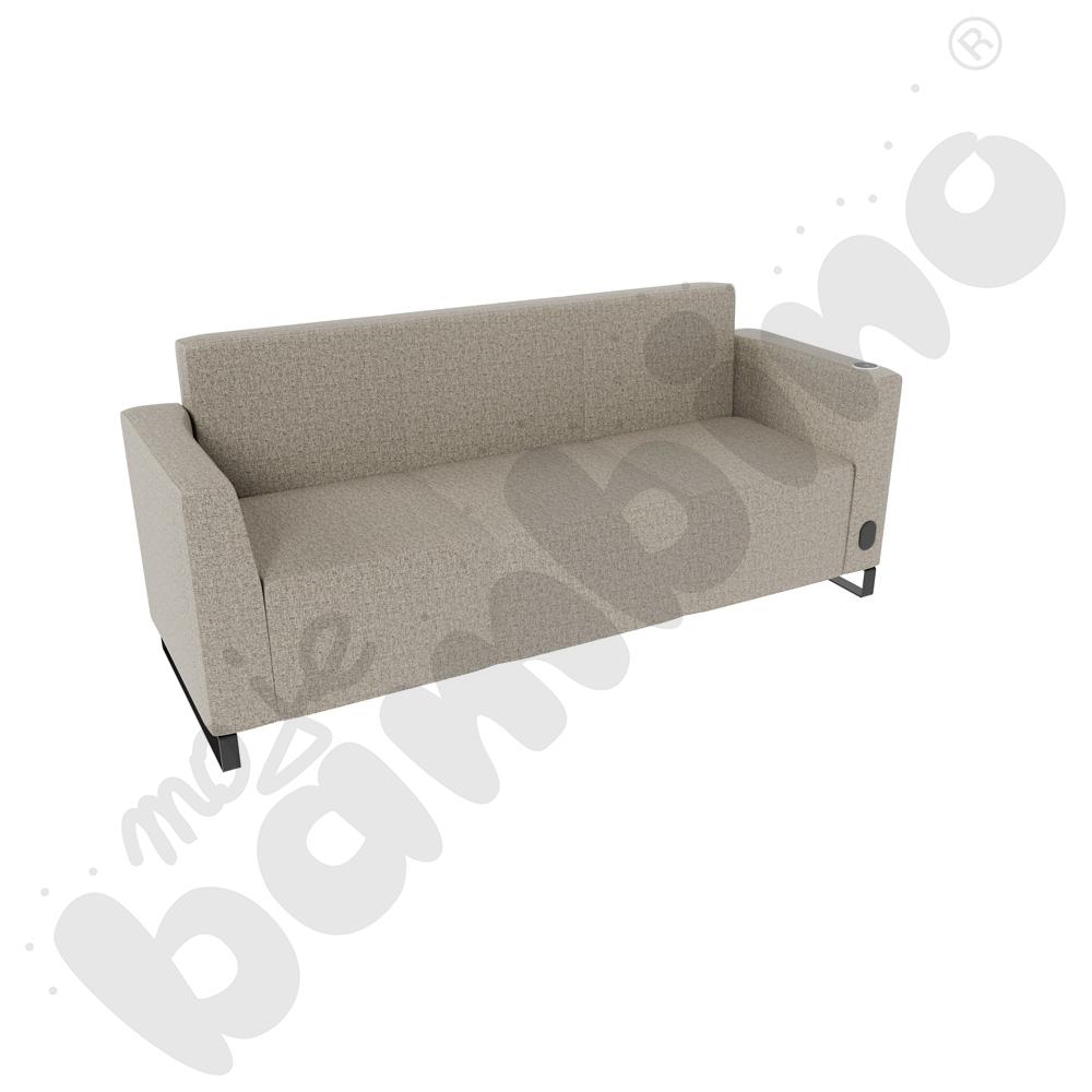 Sofa Universum 3-os. wys. 82 cm, 2 boki niskie, prawy z gniazdkiem elektrycznym i indukcją, tkanina RO37