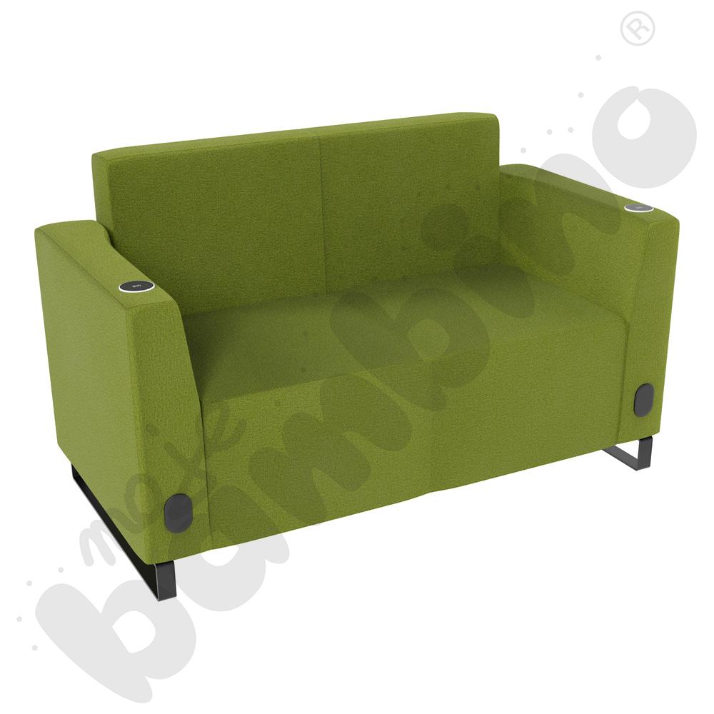 Sofa Universum 2-os. wys. 82 cm, 2 boki niskie, oba z gniazdkiem elektrycznym i indukcją, tkanina KG12