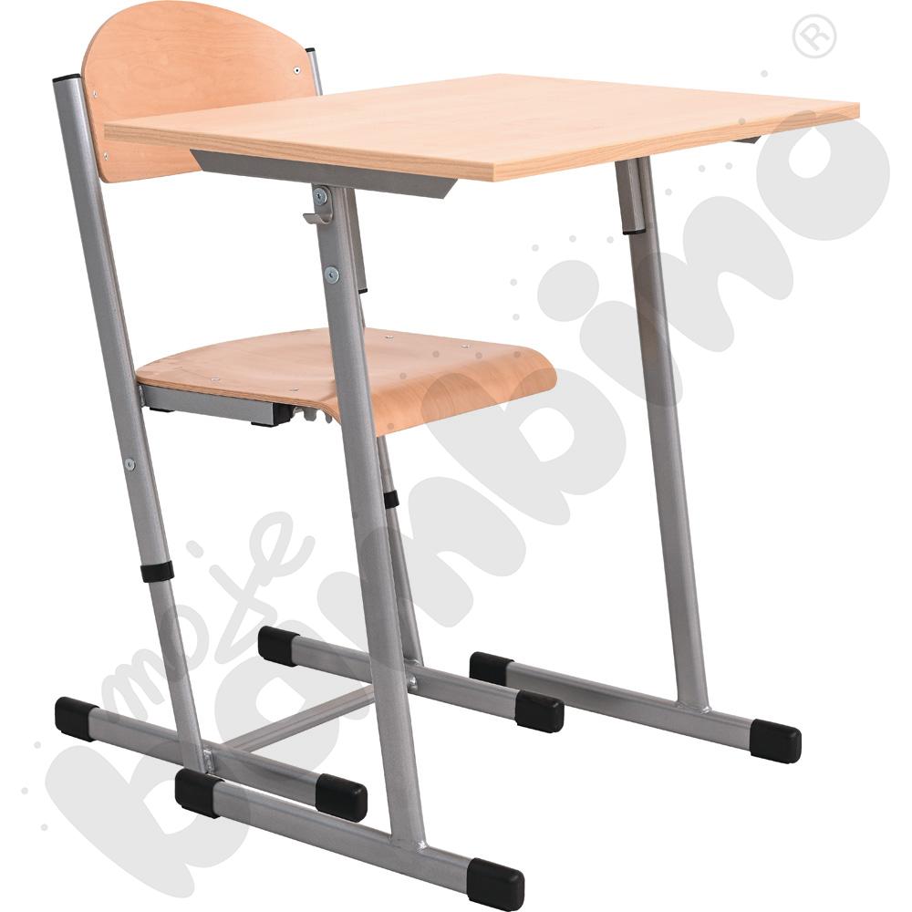 Stół T 1-os. klon 375 z krzesłem T, rozm. 3-4, aluminium