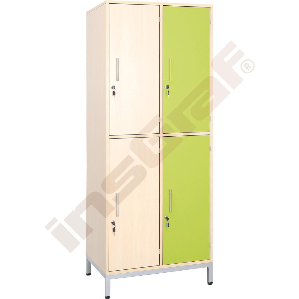 
Frameo Set 2 - Garderobenschrank mit Metallbeinen, 4 Fächer, abschließbar
